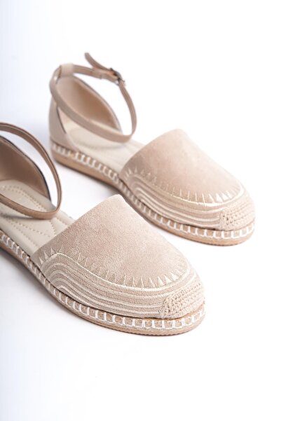 HVZ Exclusive Kadın Nakışlı Espadril Hasır Taban Etnik