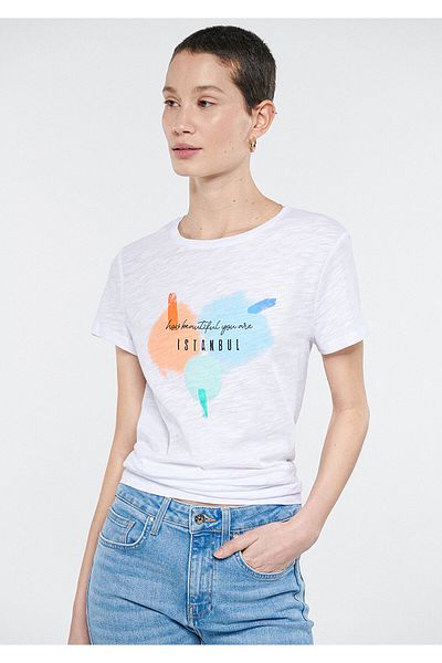 Mavi Tricou alb cu imprimeu Istanbul Regular Fit / Croială normală 1600827-620