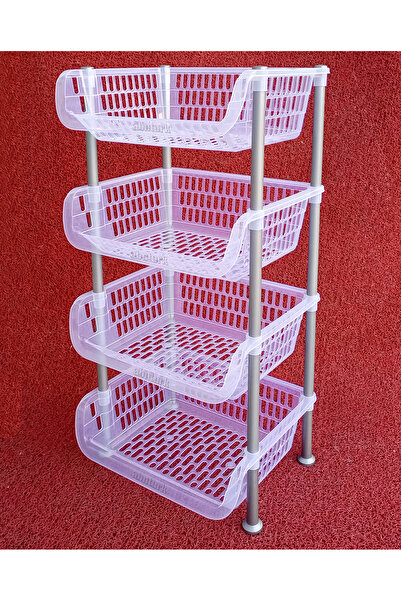 abnturk 4 Katlı Şeffaf Sebzelik Meyvalık Çok Amaçlı Demonte Banyo Rafı Kolay ...