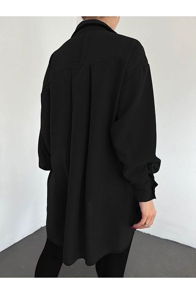 Modamorfo Loose Shirt with Double Button Sleeves and Long Back