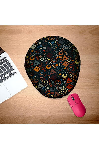 UcuruStore Πολύχρωμο Οβάλ Μαξιλαράκι Ποντικιού με Γεωμετρικό Σχέδιο και Στήρι...