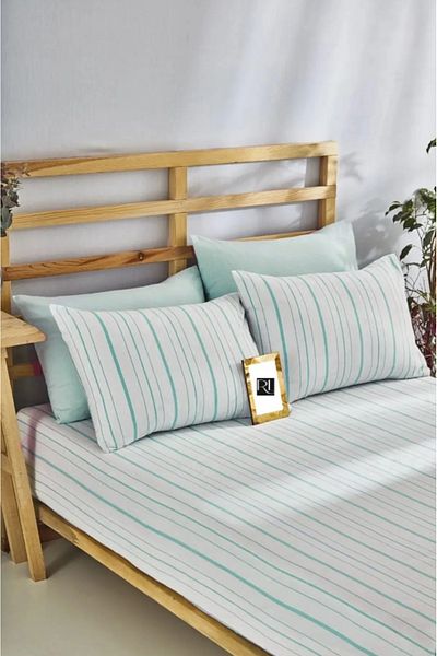 BESTİNA GOLD Elastic Sheet Set Striped Color Cotton dogal natural-pillowcase Single-double-person-battal