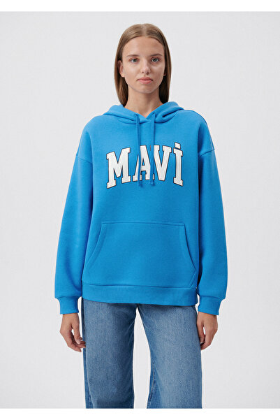 Mavi Logo Baskılı Kapüşonlu Sweatshirt 1600361-70861