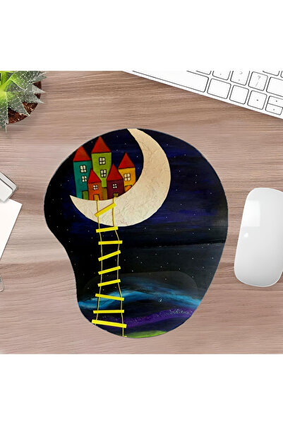 UcuruStore Επιφάνεια ποντικιού Merdiven Ay σε σχήμα κομμένου οβάλ με στήριγμα...