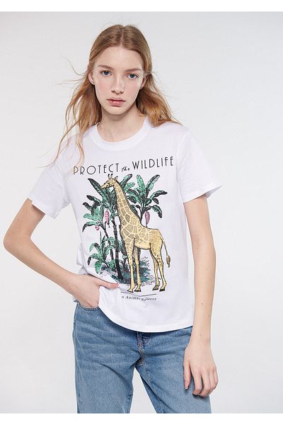 Mavi Tricou alb cu imprimeu Wildlife Slim Fit / Slim Fit 1610618-620