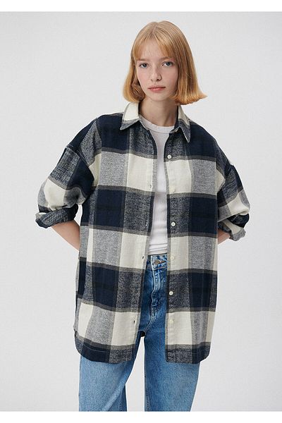Mavi Cămașă cu carouri bleumarin oversize / croi lat 1210270-83154
