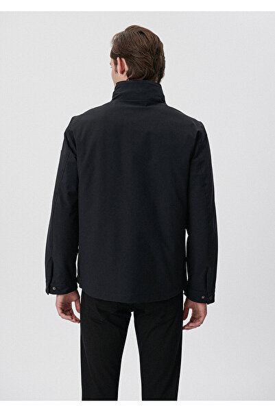 Mavi Dik Yaka Fermuarlı Siyah Mont Regular Fit / Normal Kesim 0110055-900