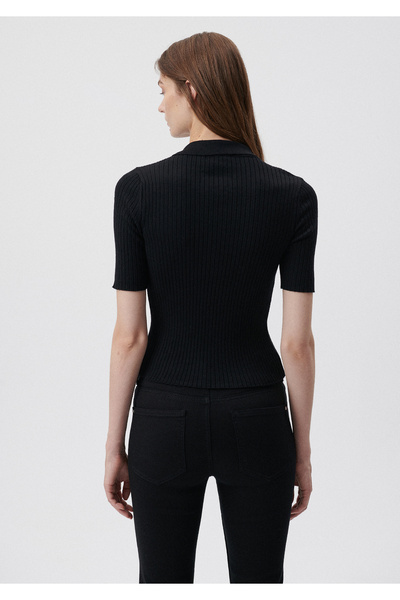 Mavi Polo Yaka Siyah Triko Fitted / Vücuda Oturan Kesim 1710327-900