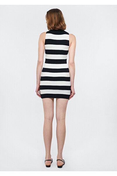 Mavi Siyah Çizgili Elbise 1310260-84514