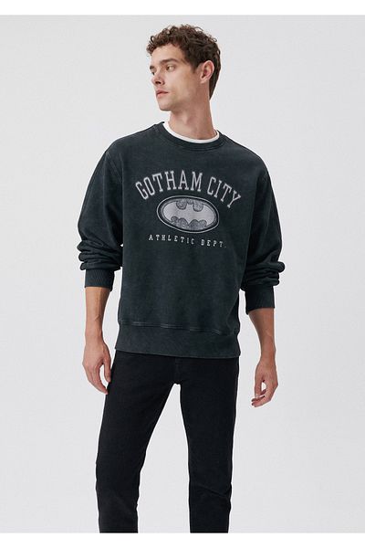 Mavi Суитшърт с щампа Gotham City в антрацитово синьо 0611672-80022