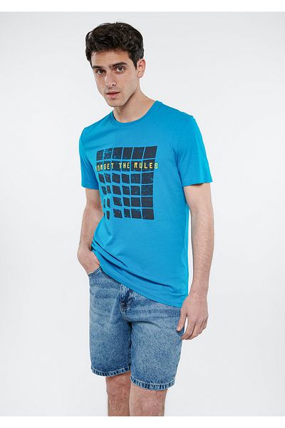 Mavi Tricou albastru imprimat Forget the Rules Slim Fit / Slim Fit8811499-83613