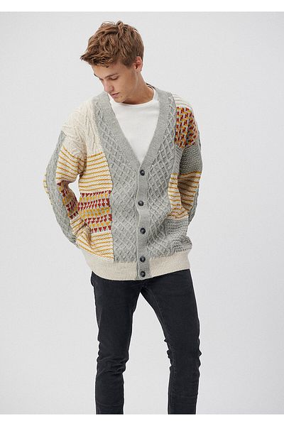Mavi Jacquard Gray Sweater Loose Fit / Loose Comfortable Cut 0710147-80018