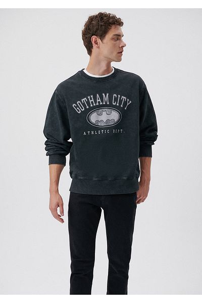 Mavi Суитшърт с щампа Gotham City в антрацитово синьо 0611672-80022