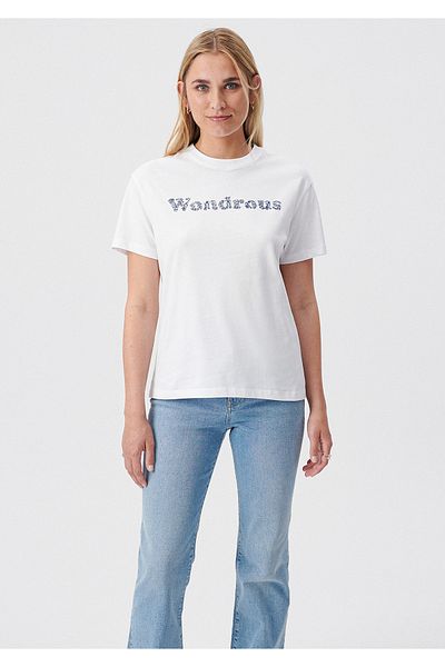 Mavi Wondrous Printed White T-Shirt Regular Fit / Normal Cut 1611750-620