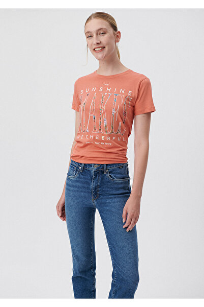 Mavi Makes Printed Orange T-Shirt Slim Fit / Slim Cut 1611733-70444