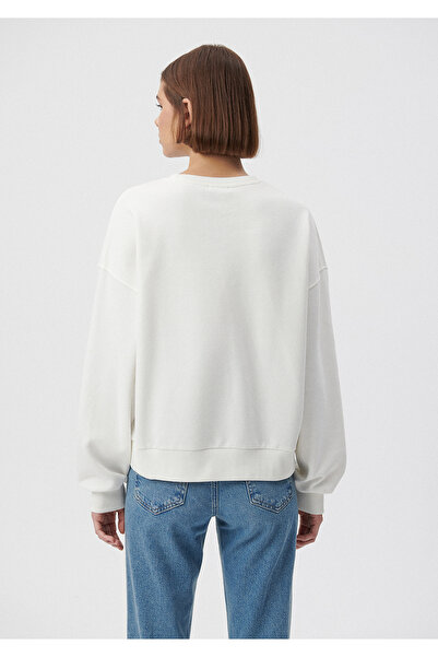 Mavi Bisiklet Yaka Beyaz Basic Sweatshirt 1611769-70057