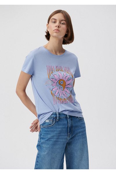 Mavi Tricou albastru cu imprimeu Open Your Mind Slim Fit / Slim Fit 1611715-80874