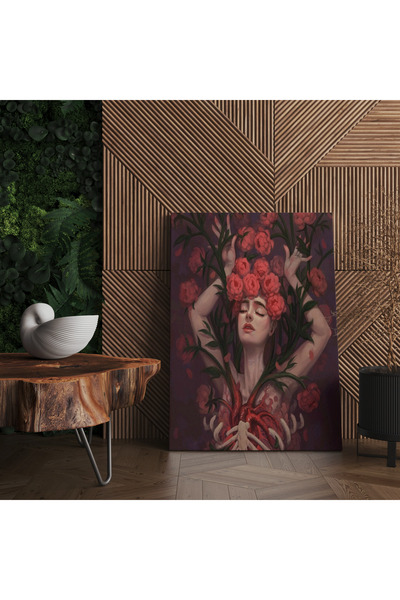 RUGSMODERN Kanvas Tablo Otantik Kadın Ve Çiçek Temalı
