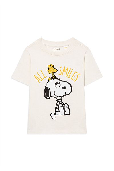 Mavi Tricou alb cu imprimeu Snoopy Regular Fit / Normal Cut 7610124-80194