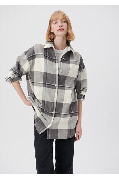 Mavi Cămașă gri în carouri oversize / croi lat1210270-85944