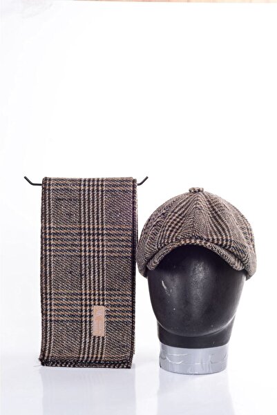 mercantoptan Model Peaky Blinders Ekoseli Kışlık Kasket Şapka Atkı Hediyeli Kombin