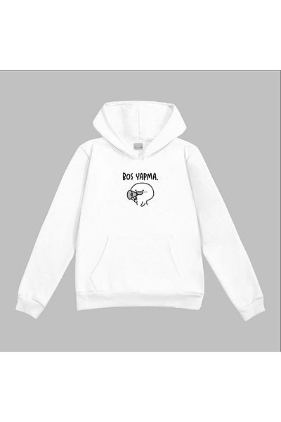 Khione Hanorac oversize cu glugă, unisex, imprimat în alb
