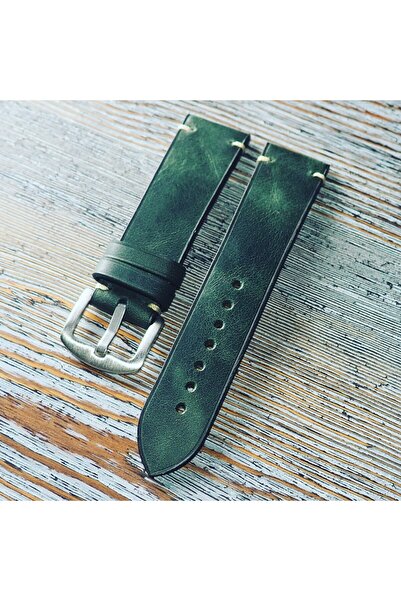 Ventum سلك مصنوع يدويًا من الجلد الطبيعي مقاس 21 مم باللون الأخضر الداكن