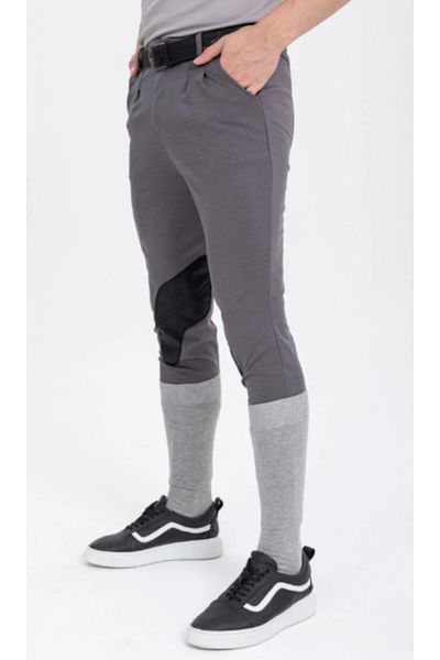PEUR RIDER SHOP Gray Men's Riding Pants - Leather Detailed