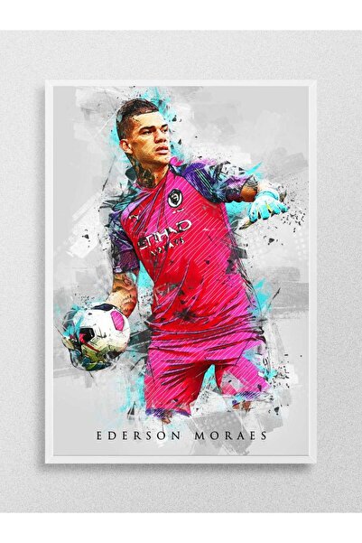 Mudi Store Ederson Moraes Futbol Poster Çerçevesiz Yüksek Kalite Futbolcu Duv...