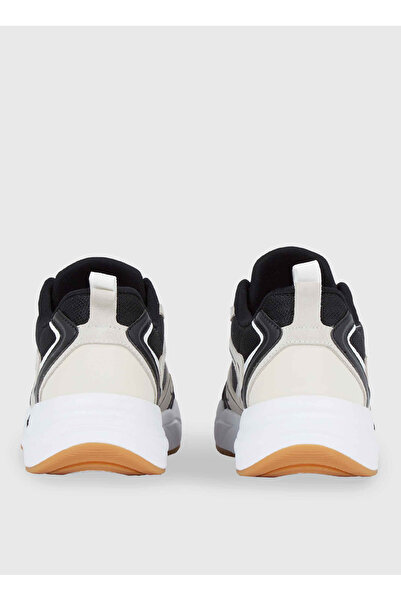 Calvin Klein Siyah - Ekru Erkek Deri Sneaker RETRO TENNIS SU-MESH