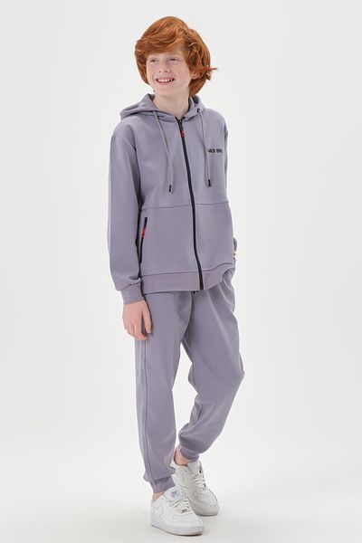 Black One Hooded Adjustable Waist Elastic Double Pocket Men's Tracksuit Set