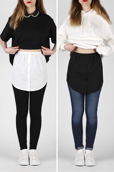MADAME E. Poplin Saviour Skirt - 2 Pack White+Black