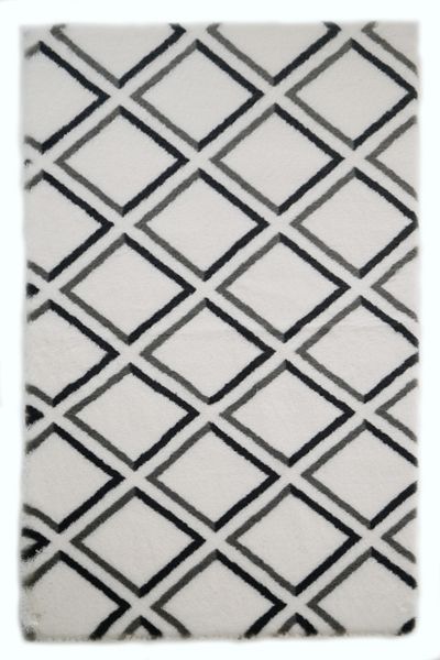 Prizma Non-Slip Marble Single Bathroom Rug and Mat - Checkered (75X110) cm