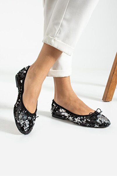Şan's Shoes Μαύρες μπαλαρίνες με πούλιες