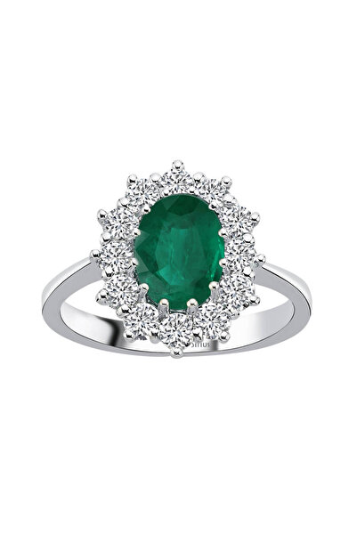 Sirius Pırlanta Pırlanta ve Oval Zümrüt Taşlı Büyük Anturaj Yüzük 0604R0409