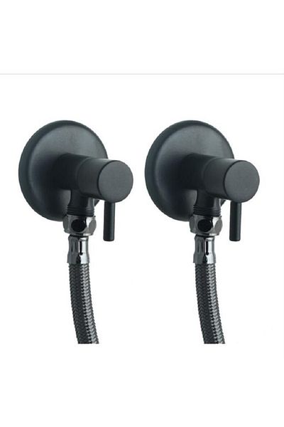 İSAOĞLU YAPI Black Bidet Faucets Set Including Black Hoses 2 Pieces Set Bidet Faucet