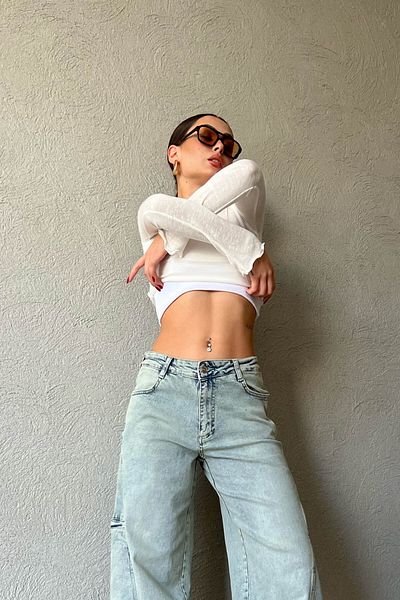 Seda Yalçın Atelier Ecru Long Sleeve Basic Crop Blouse