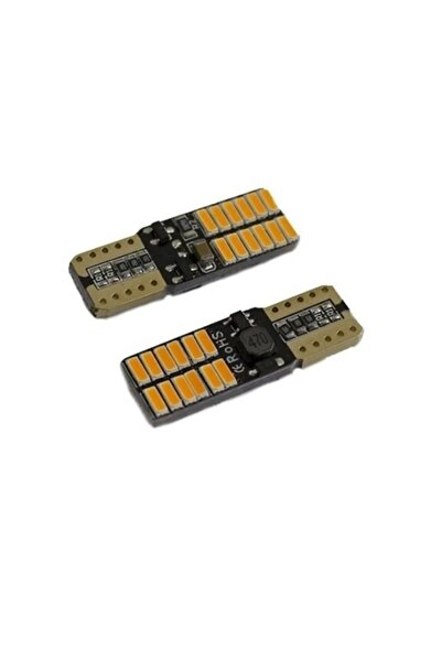 SKAUTO 12V T10 Dipsiz W5w Turuncu Renk 24 Ledli Amber Led Park Plaka Ampulü (...