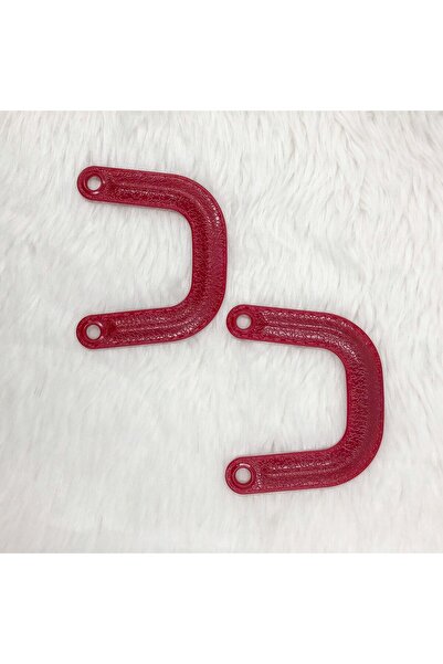 HOBİREYON مقبض حقيبة أحمر من البلاستيك موديل C (زوج واحد)