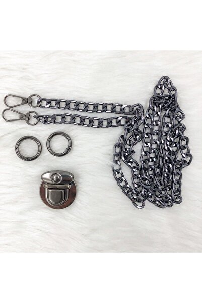 HOBİREYON مجموعة سلسلة ومشبك حقيبة لون دخاني