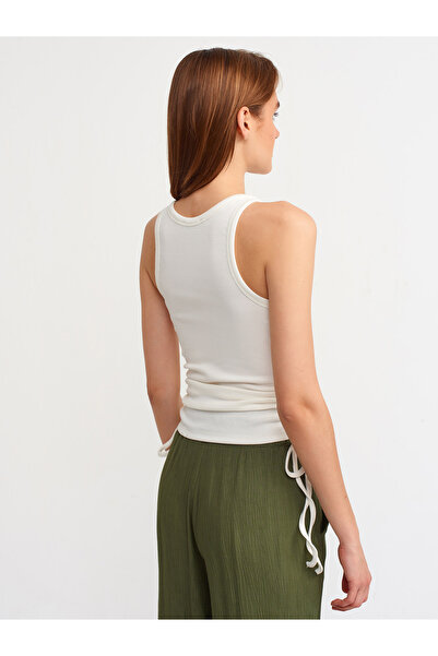 Dilvin 30130 Gathered Blouse-ecru