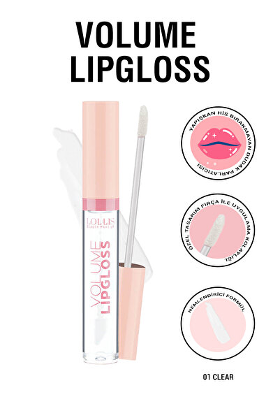 Lollis Volume Lipgloss 01 Celar / Dudak Parlatıcı 01 Clear