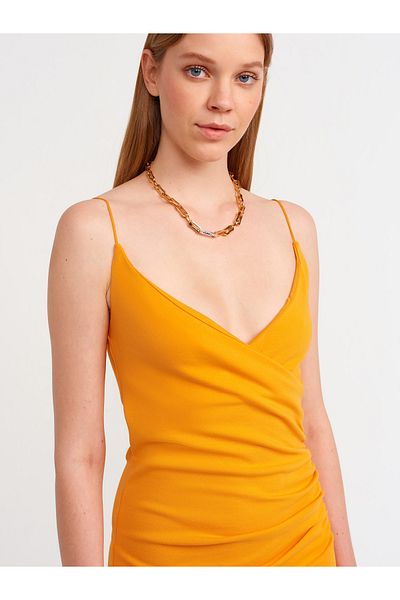 Dilvin 90374 Rochie mini cu bretele-portocaliu
