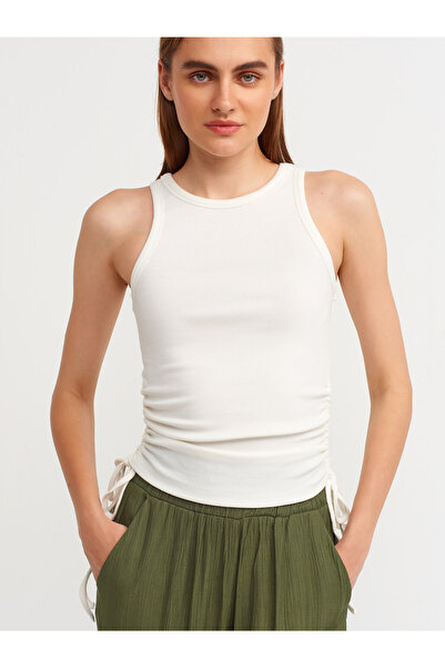 Dilvin 30130 Gathered Blouse-ecru