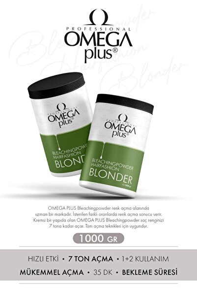 Omega Plus Mavi Toz Açıcı Ultra Beyazlatıcı 1000gr - 7 Ton Kadar Etkili - Profesyonel Kuaför Toz Oryal