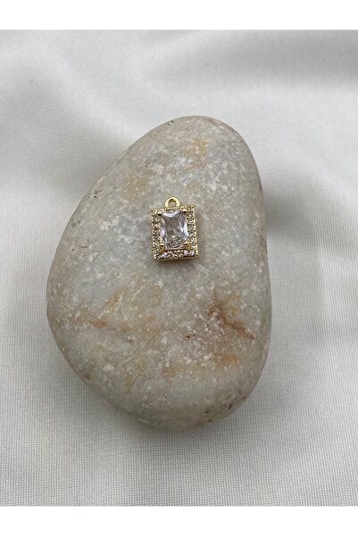 takitokaciniz Altın Kaplama Zirkonyum Taşlı Dikdörtgen  Kolye Küpe Aparatı