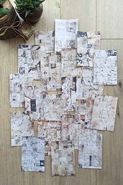 Mona Craftist 20 Adet Eskitme Vintage Gazete Temalı Scrapbook Kağıt Seti Bull...