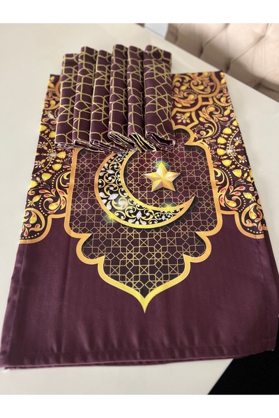 Genel Markalar Bordo Ramazan Sofra Seti Kandilli Runner Servis Eıd Iftar Ramadan Mubarek Kareem Yıldız Gold Islami