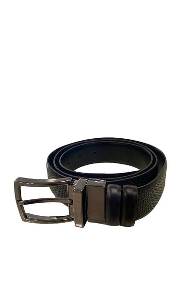 Sarar Navy Blue Black 100% Leather Double Sided Belt 2002