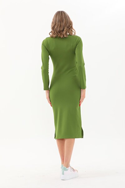 WestBound Rochie creion midi casual cu mâneci lungi cu crapată cu mâneci lungi Culoare verde